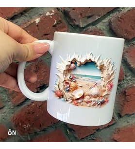 Size Özel Kumsal deniz ve Deniz Kabukları Seramik Baskılı Kupa Bardaklar