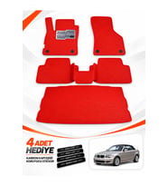 e-biz BMW 1 SERİSİ-E88 CABRİO (2004-2011) Uyumlu EVA Oto Paspas Bagaj Paspası Dahil Kırmızı