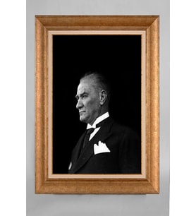 Altın Varaklı Paspartulu Çerçeveli Atatürk Tablo sd792