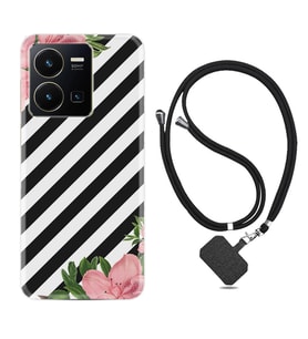 Vivo Y22 Kılıf Resimli Boyun Askılı İpli Desenli Silikon Strip Flowers 2 1409