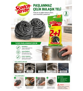 Scotchbrite Paslanmaz Çelik Bulaşık Teli 3'lü