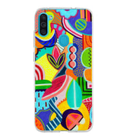 PrintiFy Samsung Galaxy M11 ile Uyumlu 1mm Slim Fit Retro Colors 6 Baskılı Şeffaf  Kılıf