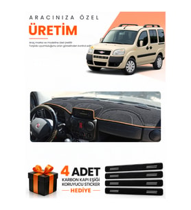 FİAT DOBLO AİRBAGLİ KÜÇÜK EKRAN (2007-2015) Uyumlu Torpido Koruma Örtüsü Oto Kılıfı - Siyah Kahverengi