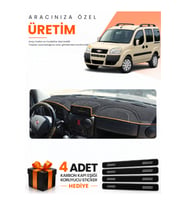 FİAT DOBLO AİRBAGLİ KÜÇÜK EKRAN (2007-2015) Uyumlu Torpido Koruma Örtüsü Oto Kılıfı - Siyah Kahverengi