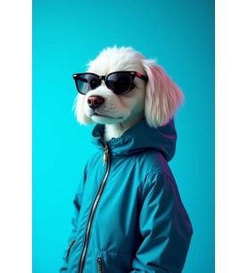 GÖZLÜKLÜ HAVALI KÖPEK EV DUVAR SALON GÜZELLİK SALONU OFİS DÜKKAN DEKARASYON KANVAS TABLO (Akçaağaç)