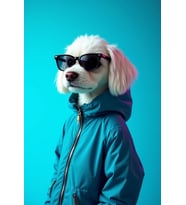GÖZLÜKLÜ HAVALI KÖPEK EV DUVAR SALON GÜZELLİK SALONU OFİS DÜKKAN DEKARASYON KANVAS TABLO (Akçaağaç)