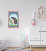 BK Home Kirpi Tasarımlı Dekoratif Pembe Ahşap Çerçeveli Çocuk Odası Tablo-1