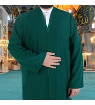 Yeşil  Buhara Yaka Namaz Cübbesi - Sarık Kumaşı Hediyeli