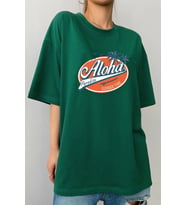 Unisex Aloha Baskılı T-shirt (Yeşil)