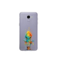 Samsung Galaxy J6 ile uyumlu Splash ahtapot tasarımlı şeffaf silikon kılıf