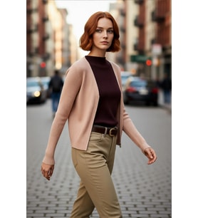 Kadın Dik Yaka Renk Bloklu Fitilli Triko Kazak Fitted Kalıp Uzun Kollu Casual Basic Model Kaliteli