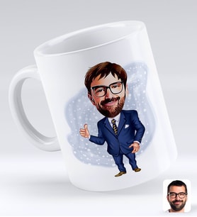 BK Gift Kişiye Özel Erkek Ceo Karikatürlü Beyaz Kupa Bardak-6