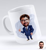 BK Gift Kişiye Özel Erkek Ceo Karikatürlü Beyaz Kupa Bardak-6