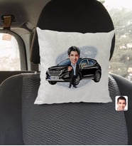 BK Gift Kişiye Özel Plakalı Erkek Hyundai Tucson Karikatürlü Kare Araç Koltuk Yastığı-2
