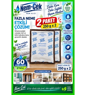 Kıyafet Dolabı Nemçek Nem Çekici Nem Emici Rutubet Alici Küf Önleyici Koku Giderici 2 Paket 500 gr