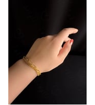 Paperclip -Gurmet Model İki Zincirli Gold Çelik Bileklik  Sevgili Takı Koleksiyonu (Altın)