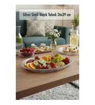 Silver Simli Büyük Kayık Tabak Sunum & Servis Tabağı - 26,5 x 39,5 cm