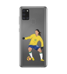 Samsung Galaxy A21S Uyumlu Ronaldinho Tasarımlı Şeffaf Telefon Kılıfı
