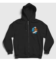 Presmono Unisex Siyah Surfer Skeleton Fermuarlı Kapüşonlu Sweatshirt 290130tt