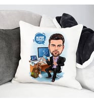 Kişiye Özel Çok Çalışan Erkek Karikatürlü Yastık