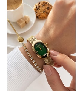Dice Kayek Oval Mini Vintage Kasa Kadın Kol Saati Çelik Kordon 5 ATM Suya Dayanıklı+Bileklik DC.29
