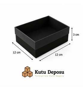12x12x3 cm Asetat Kapaklı Takı Kutusu-Siyah (DEMONTE) (50 ADET)