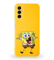 Samsung Galaxy M13 Uyumlu Lansman Kılıf Altı Kapalı İçi Kadife  Sünger Bob Tasarımlı  Kapak (Şeffaf)