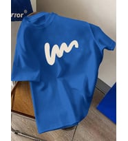 W Baskılı Tasarım Tshirt (Mavi)