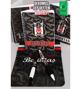 "DEKOMUS CEP DEFTERİ HEDİYELİ" YENİ SEZON LİSANSLI BEŞİKTAŞ SERT KAPAK BLOKNOT VE VERSATİL UÇLU KALEM 0.7 MM 2'LİSİ (Siyah)