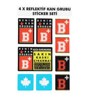 Çınar Extreme® B Rh+ (Pozitif) Kaskımı Çıkartma Yazılı 7 Parçalı Reflektif Kan G