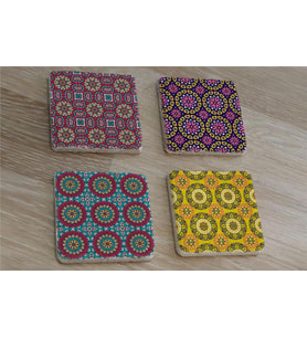 Mandala Desenleri Doğal Taş Bardak Altlığı 4'lü set - Natural Stone Coasters