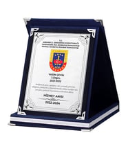Jandarma Plaketi  Kişiye Özel Hizmet Anısı Plaketi – Lacivert Kadife Kutu Veda Hatırası- 15X20