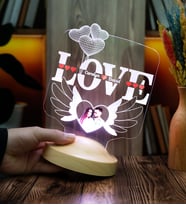Love Yazılı lamba, Sevgililer Günü Hediyesi Kanatlı Kalp Fotoğraflı Kişiye Özel LED Lamba, Sevgiliye - Eşe Romantik Hediye