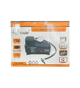220 Volt-12 Volt 250 Psi Kompresör Lastik Hava Şişirme Oto Pompası Fişli Ve Çakmaklı Yage-843 (5343)