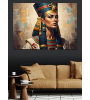 Mısır Kraliçesi Nefertiti Antik Portre Dekoratif Kanvas - Mdf Ahşap Tablo