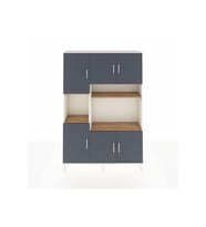Arges Dolap 9 Raflı 6 Kapaklı 132x30x195 Aytaşı-Antrasit/Çam