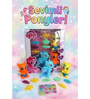 Sevimli Pony At Ailesi Ve Aksesuar Seti - Tokalı Stickerlı 3'lü Figür Oyuncak