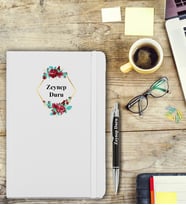 İsme Özel Çiçek Desen Baskılı Defter ve Kalem