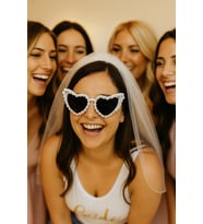 Bride Bekarlığa Veda Gelin Gözlüğü Kalp Şekinde incili beyaz göz