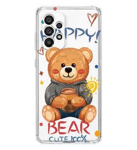 Samsung Galaxy A52 Uyumlu Happy Bear Tasarımlı Şeffaf Telefon Kılıfı
