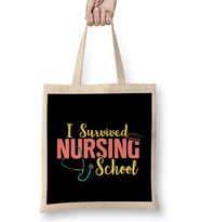 Cute I Survived Nursing School RN Nurse Graduation Bez Çanta Uzun Saplı