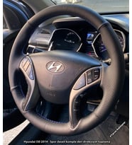 Hyundai i30 Elentra Araca Özel Dikmeli Direksiyon Kılıfı NOKTA DÜZ MAVİ İPLİ (Karışık)