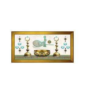 Etnik Motifli Kanvas Tablo 50 x 70 cm Gold Çerçeve