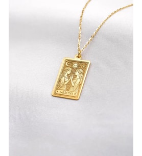 Kişiye Özel 925 Ayar Gümüş Tasarım İkizler Burcu Kolye (Gold)