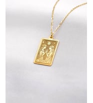 Kişiye Özel 925 Ayar Gümüş Tasarım İkizler Burcu Kolye (Gold)
