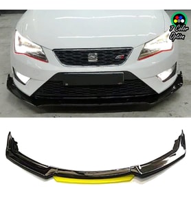 Seat Leon Fr Sarı Renkli Şeritli Dilli Ön Lip 4 Prç Parlak Siyah ABS