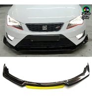 Seat Leon Fr Sarı Renkli Şeritli Dilli Ön Lip 4 Prç Parlak Siyah ABS