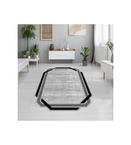 Rovigo Home Dijital Baskı Yıkanabilir Kaymaz Taban Salon Halısı RVG1911-SD1213 (Gri)