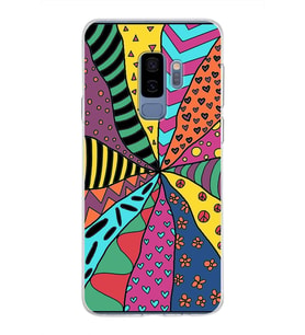PrintiFy Samsung Galaxy S9 Plus ile Uyumlu 1mm Slim Fit Retro Colors 4 Baskılı Şeffaf  Kılıf