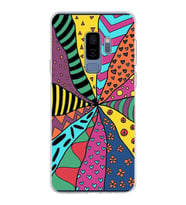 PrintiFy Samsung Galaxy S9 Plus ile Uyumlu 1mm Slim Fit Retro Colors 4 Baskılı Şeffaf  Kılıf